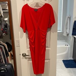 Red Cinched Waist Dress